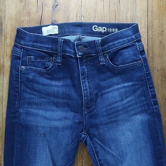 GAP 1969 RESOLUTION SLIM STRAIGHT DARK BLUE DENIM JEANS SIZE 25S - Picture 5 of 9